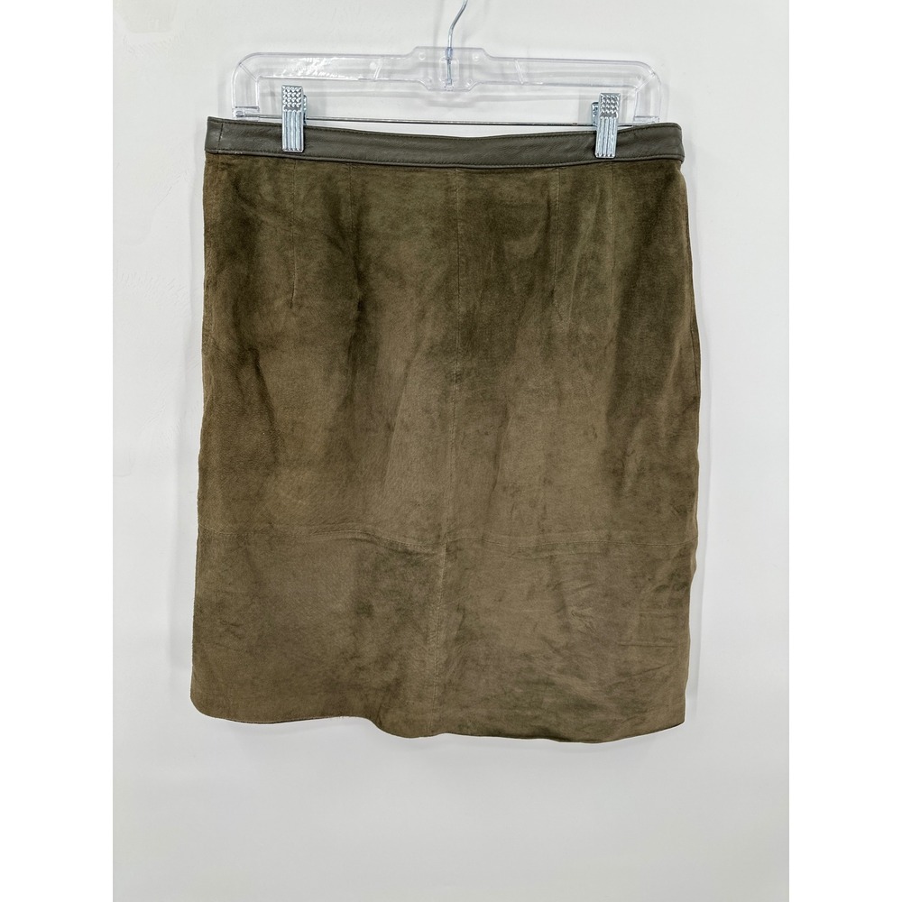 Vtg Clothes Revue Suede Leather Pencil Knee Skirt Womens 10 Forest Grunge Flaw